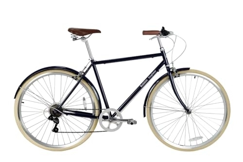 Vélos de villes : Bobbin Kingfisher Vélo de banlieue adulte homme / femme M / L Noir (pneus crème myrtille)