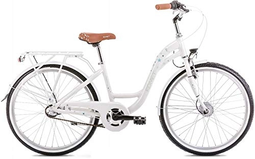 Vélos de villes : Breluxx® 2020 Vélo d'écolier pour fille avec frein à rétropédalage, moyeu Nexus 3 vitesses, dynamo moyeu + éclairage, vélo de ville Blanc