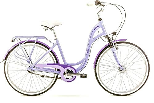 Vélos de villes : Breluxx® Symfonia Vélo pour femme 26" en aluminium, frein à rétropédalage, Nexus 3 vitesses, dynamo moyeu + éclairage, rétro bike, lilas – Modèle 2020