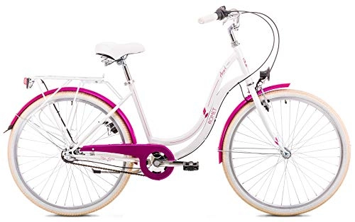 Vélos de villes : Breluxx® Vélo d'écolier pour femme 26 pouces, Angel, frein à rétropédalage, Nexus 3 vitesses, moyeu dynamo + éclairage, rétro bike, rose nacré – Fabriqué en UE
