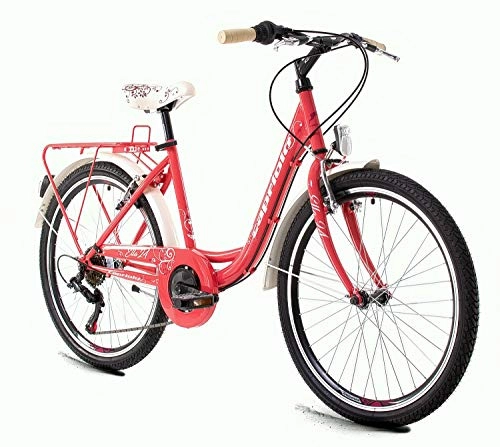 Vélos de villes : breluxx® Vélo de ville Ella pour femme - 24 pouces - Rose - 6 vitesses Shimano + porte-bagages + éclairage selon StVo - Modèle 2020