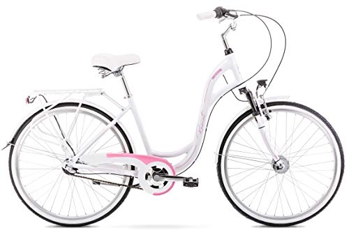Vélos de villes : Breluxx® Vélo pour femme 26 pouces en aluminium Symfonia, frein à rétropédalage, Nexus 3 vitesses, dynamo moyeu + éclairage, vélo rétro, blanc / rose – Modèle 2020