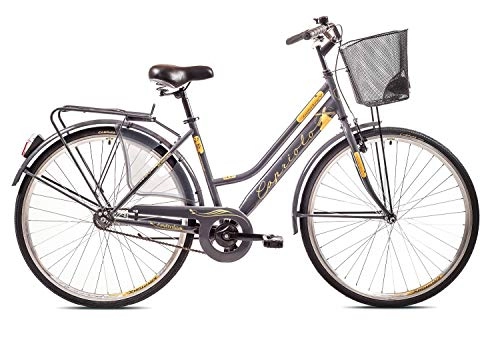 Vélos de villes : Breluxx® Vélo pour femme 28" Amsterdam Nexus 3 vitesses, frein à rétropédalage, vélo de ville avec panier + éclairage, vélo rétro, anthracite, modèle 2020