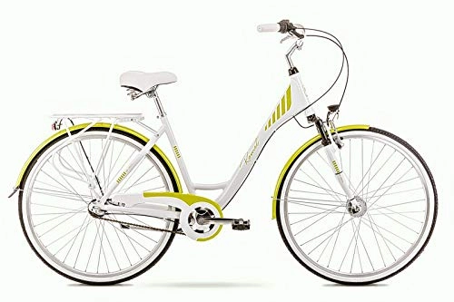 Vélos de villes : Breluxx® Vélo pour femme 28" en aluminium Art Deco 3, frein à rétropédalage, Nexus 3 vitesses moyeu dynamo + éclairage, vélo rétro, blanc / vert – Modèle 2020