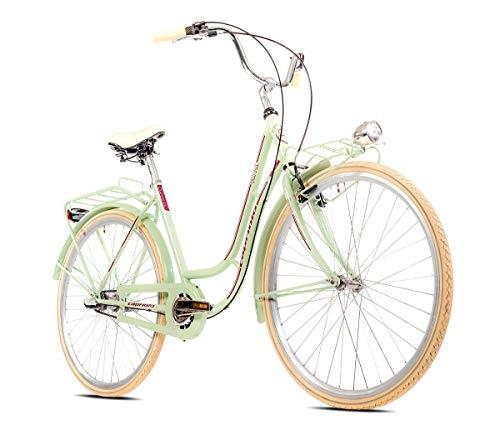 Vélos de villes : breluxx® Vélo pour femme Amsterdam 28" 1 vitesse, frein à rétropédalage, vélo de ville avec panier + éclairage rétro vélo crème - Modèle 2020