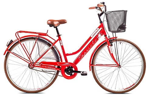 Vélos de villes : breluxx® Vélo pour femme Amsterdam, Nexus 3 vitesses, frein à rétropédalage, vélo de ville avec panier et éclairage rétro Rouge - Modèle 2020