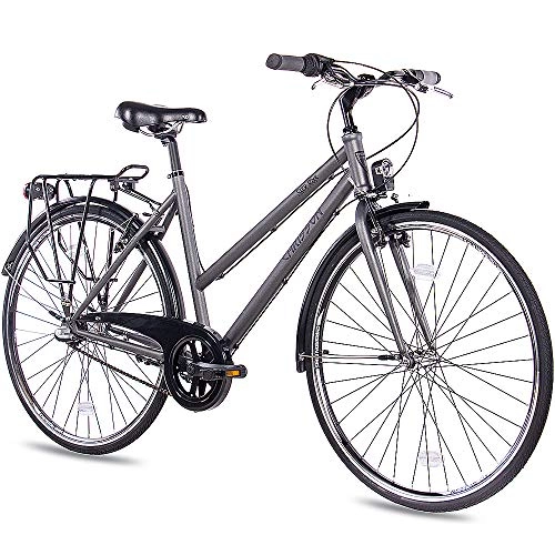Vélos de villes : CHRISSON Vélo de ville pour femme - City One - Anthracite mat - 50 cm - Vélo pour femme avec 3 vitesses Shimano Nexus - Vélo de ville pratique pour les femmes