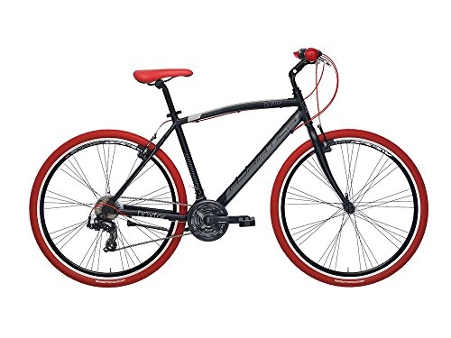 Vélos de villes : Cicli Adriatica Vélo hybride Boxter RT pour homme avec châssis en aluminium, roues de 28",  dérailleur Shimano à 21 vitesses, Homme, noir opaque, 55