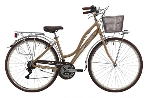 Vélos de villes : Cicli Cinzia Giara - Vélo de Ville pour Femme (28") 21 V Revoshift, Freins V-Brake en Aluminium, Couleur Or