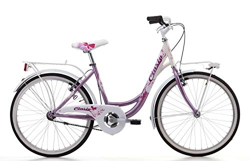 Vélos de villes : Cicli Cinzia Liberty - Vélo de Ville pour Fille (24") sans Vitesses, Freins V-Brake en Aluminium, Rose Perle / Blanc