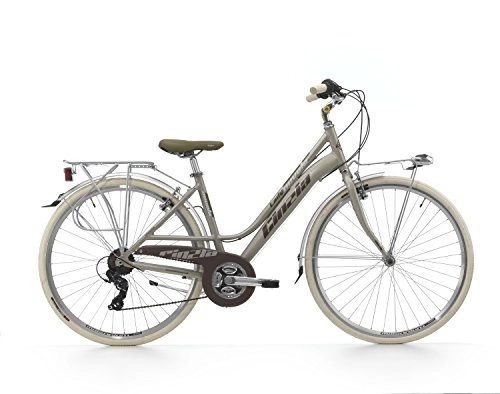 Vélos de villes : Cicli Cinzia Nuvola - Vélo de Ville Femme 28", 21 V Revoshift, Freins V-Brake e Aluminium, Couleur Gris / Or Mat