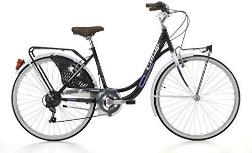 Vélos de villes : CINZIA Liberty Vélo 26" pour femme, monovitesse, noir et blanc