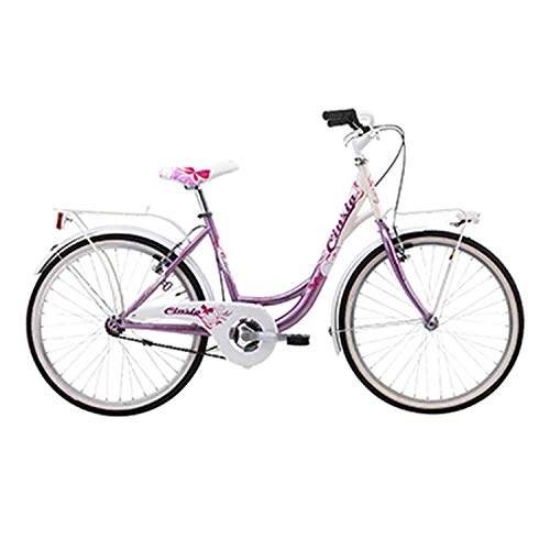 Vélos de villes : CINZIA Velo City Bike 24 Liberty Acier Fille 6 Vitesses Rose Perle-Blanc T35 (Shimano RS-35+TY-21)