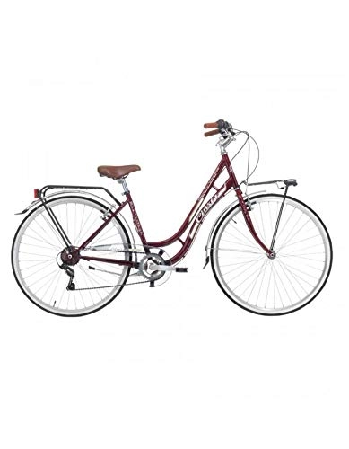 Vélos de villes : CINZIA Velo City Bike 28 Beauty Acier Femme 6v Rouge Burgundy Taille 45 (Shimano rs-36+ty-21)