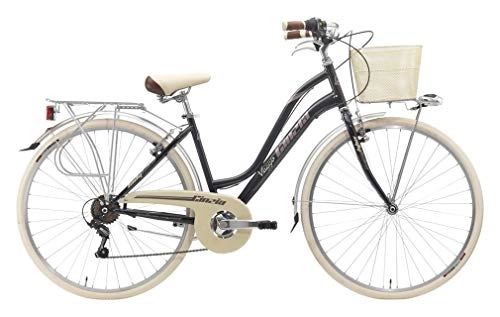 Vélos de villes : Cinzia Vélo pour femme, voyage, 28, Shimano 6 V, noir nacré