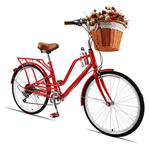 Vélos de villes : CLOUD Classic Road Bike, 24" Femmes Cycliste Route, Mesdames Vélo avec Panier pour La Ville D'équitation Et Trajets