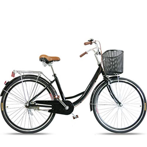 Vélos de villes : COUYY Vélos, Scooter Portable, Ville Étudiante Adulte Ordinaire Dame Vélo De Banlieue, Noir, 24 inches
