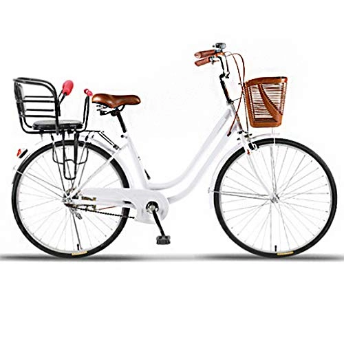 Vélos de villes : COUYY Vélos, Vélomoteurs, Ordinaire Étudiant Ville Lady Vélo De Banlieue, Blanc, 24 inches