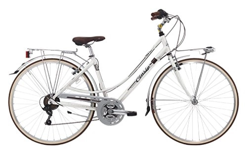 Vélos de villes : Cycles Cinzia citybike 21 / V Revo Shift v-Brake Aluminium, vélo Femme, Blanc Perle, 28
