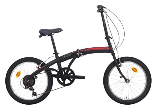 Vélos de villes : Cycles Cinzia citybike City Fold 6 / V Revo Shift v-Brake, vélo, Unisexe – Adulte, Noir OP. / Rouge, 20