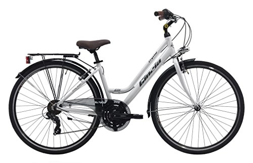 Vélos de villes : Cycles Cinzia citybike Crystal 21 / V Revo Shift v-Brake H = 44 Aluminium, vélo Femme, Blanc, 28