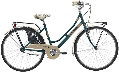 Vélos de villes : Cycles Cinzia citybike Friendly, sans Change, v-Brake Aluminium, vélo Femme, Vert pétrole, 26