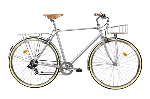 Vélos de villes : FabricBike Classic - Vélo de Ville, 28", Velo de Ville Classique, Bicyclette avec Panier, Selle Confortable. Shimano 7 Vitesses (M-53cm, Classic Matte Grey Deluxe)