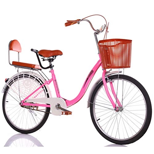 Vélos de villes : GFYWZ Vélo de 24 Pouces pour Hommes Femmes vélo de Banlieue Urbaine, vélo de Ville Adulte léger pour la Conduite en Ville et Les déplacements, Rose