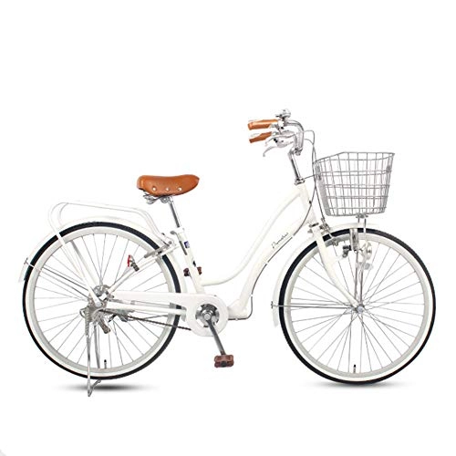 Vélos de villes : GHH Vélo de Ville Vintage City Classic 1 Vitesses 26 Pouces Bicyclette Femme Utilisé pour Faire du Shopping / Voyager / Travailler, Blanc
