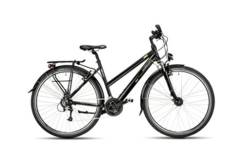 Vélos de villes : Hawk Bikes Green Trekking Lady Vélo pour femme Vélo de trekking pour femme Cadre en aluminium avec dérailleur Shimano 24 vitesses et dynamo moyeu, Femme, 16HGE0002, Noir , Rahmengröße 48 cm