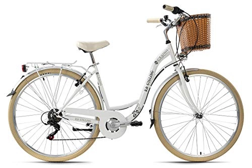 Vélos de villes : KS Cycling Vélo de Ville Casino pour Femme - 28" - Blanc - 6 Vitesses - RH 48 cm - avec Panier - 48 cm