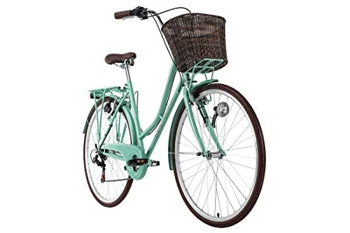 Vélos de villes : KS Cycling Vélo de Ville Dame 28'' Stowage Vert avec Panier TC 51 cm
