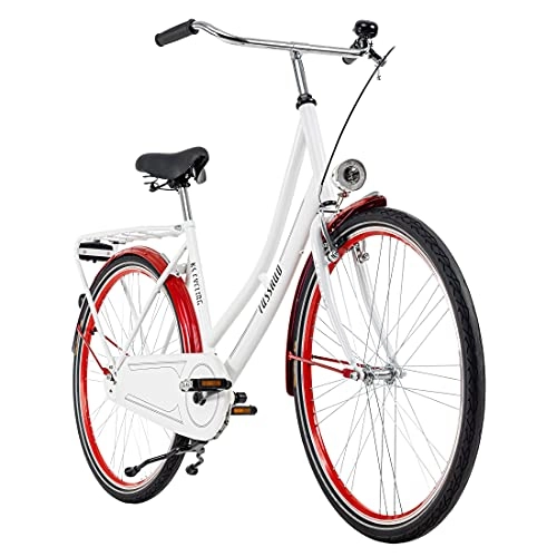Vélos de villes : KS Cycling Vélo hollandais Tussaud de 28 Pouces-Blanc / Rouge-Monovitesse-RH 49 cm Mixte-Adulte, Zoll