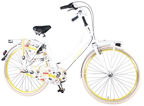Vélos de villes : Kubbinga Femme Salutoni Urban Transport Dessin animé Nexus 3 Vitesses Shimano Vélo de Ville Femme, Blanc satiné, 71, 1 cm