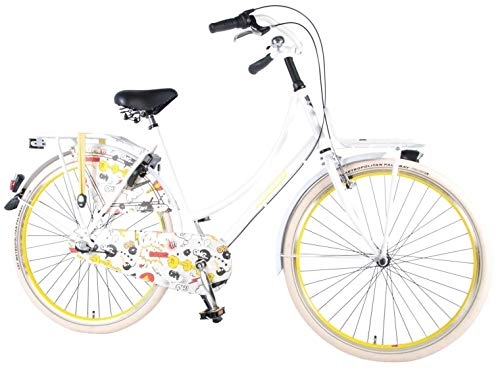 Vélos de villes : Kubbinga Femme Salutoni Urban Transport Dessin animé Shimano Nexus 3 Vitesses vélo Taille Unique Satin White