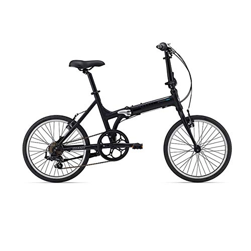 Vélos de villes : KUQIQI Alliage d'aluminium Bicyclette Se Pliante de diamtre de Roue portatif lger de Vitesse de Pouce 7 de Pouce 7 (Color : Black)
