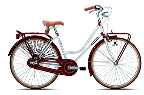 Vélos de villes : Legnano Cycle 201, vélo Vintage Femme, Femme, 5L201B, Blanc / Rouge, 44