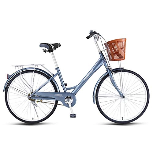 Vélos de villes : LWZ Vélo Adulte Dames vélo de Ville vélo léger 24 Pouces vélo Urbain Shopper Panier de vélo vélos de croisière à Vitesse Unique