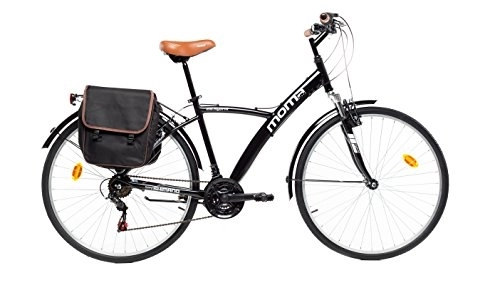 Vélos de villes : Moma Bikes Vélo Trekking, HYBRID 28", Aluminium, SHIMANO 18V, Suspension Avant
