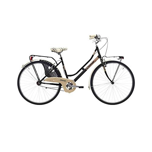 Vélos de villes : Motodak Velo City Bike 26 Cinzia Friendly Acier Femme monovitesse Noir Taille 44