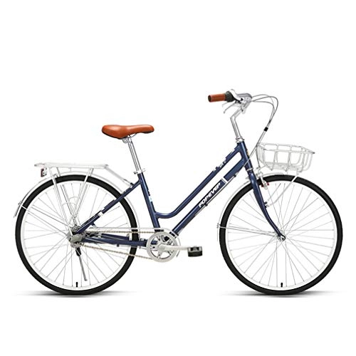 Vélos de villes : Mzq-yj Vélo de Ville Trois intérieure Vitesse de Banlieue de vélos, pour Unisexe Adulte, Cadre en Alliage d'aluminium léger, 26 Pouces, Dark Blue