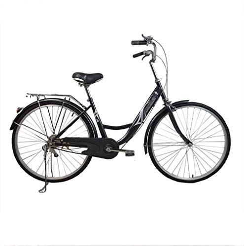 Vélos de villes : N / Z Accueil Équipement Vélo Femme Trajet Lady Bike City Light Bike 26 Pouces Princess High Carbon Steel Bright Black Back Seat Bell