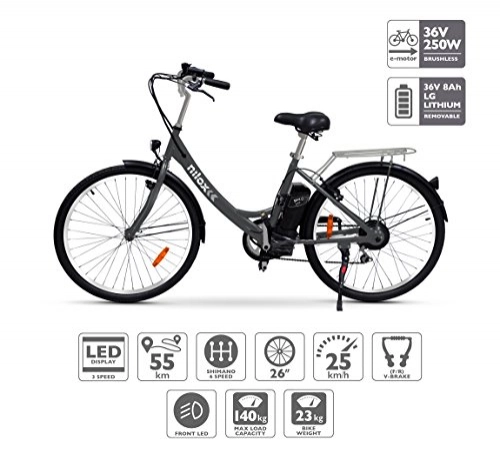 Vélos de villes : Nilox E Bike X5, Vélo Électrique Mixte Adulte, Noir