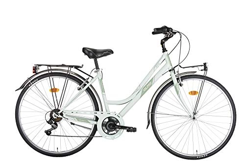 Vélos de villes : Olmo Vélo de ville pour femme Bivio 28" 7 vitesses Blanc / vert Taille du cadre 46 cm
