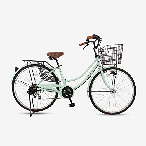 Vélos de villes : Qian Vélo de ville 26 pouces avec panier pour femme 6 vitesses