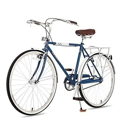 Vélos de villes : QIU Vitesse Unique 700c 24 / 26inch Commuter City Road Vélo |21 Pouces Cadre Urbain Fixe vélo rétro Vintage millésime Adulte Hommes Unisexe (Color : Blue, Size : 26")