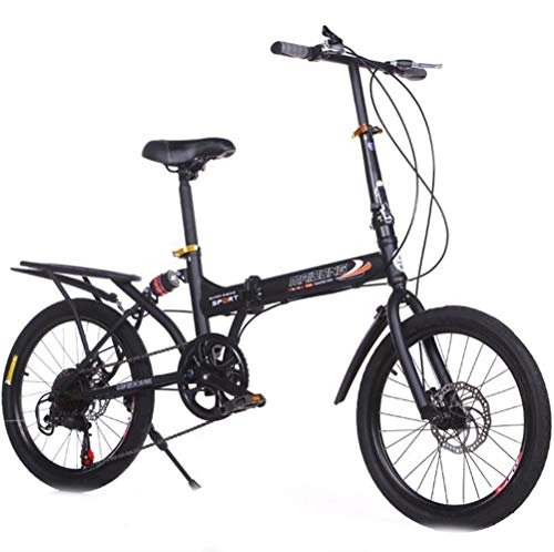 Vélos de villes : Tbagem-Yjr Vélo De Montagne Pliable, Étudiants Adultes 20 Pouces Bicyclette À Vitesse Variable De Roue (Color : Black)