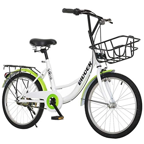 Vélos de villes : Tbagem-Yjr Vélo De Voyage en Plein Air, Ville De Banlieue Route Vélo Fille Étudiante Voiture Étudiant (Color : White Green, Size : 24 inch)