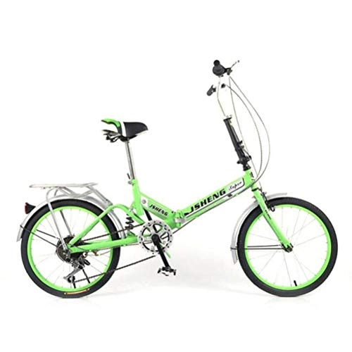 Vélos de villes : Tbagem-Yjr Vélo Pliant De Dame De Vélo, Vélo De Route De Ville De Freins À Disque De Roues De 20 Pouces (Color : Green, Size : 6 Speed)