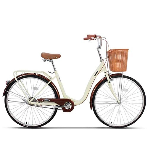 Vélos de villes : Ti-Fa Vélo Cruiser Femme Vélo de Ville avec Panier Interne 1 Vitesses Hollandais City Bike 16kg, 20 inch
